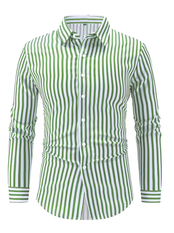 Men's Slim Fit Vertical Stripe Shirt | Stylish Casual Button-Down