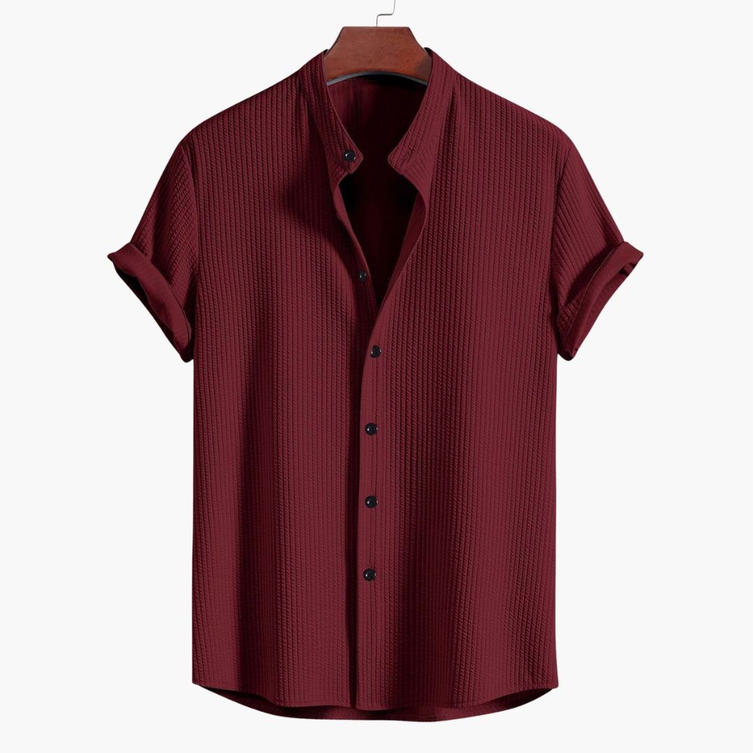 Men's Slim Fit Stand Collar Shirt | Beach Style