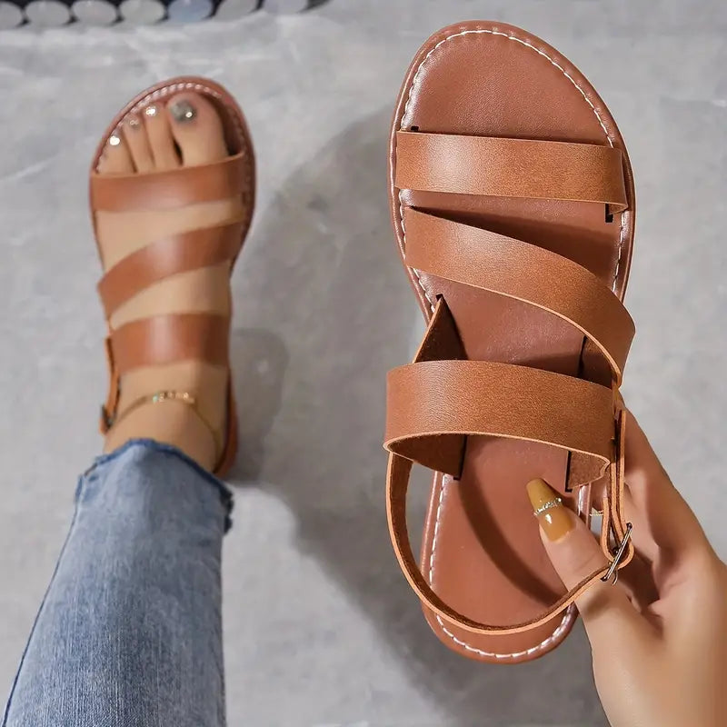 Dahlia | Women's Roman Ankle Strap Flat Sandals