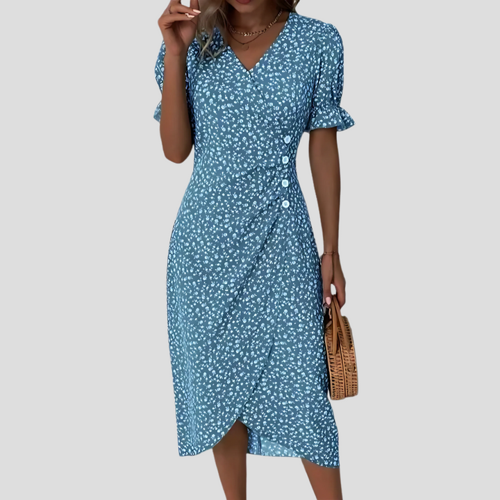 Dame Blomster Midi-kjole | Elegante Sommerprint