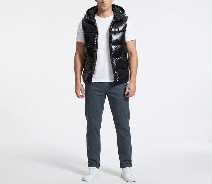 Veste sans manches matelassée à capuche pour homme | Veste isolante légère sans manches