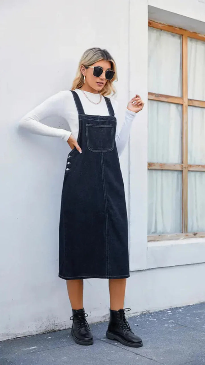 Femei Rochie midi stil denim cu pieptar