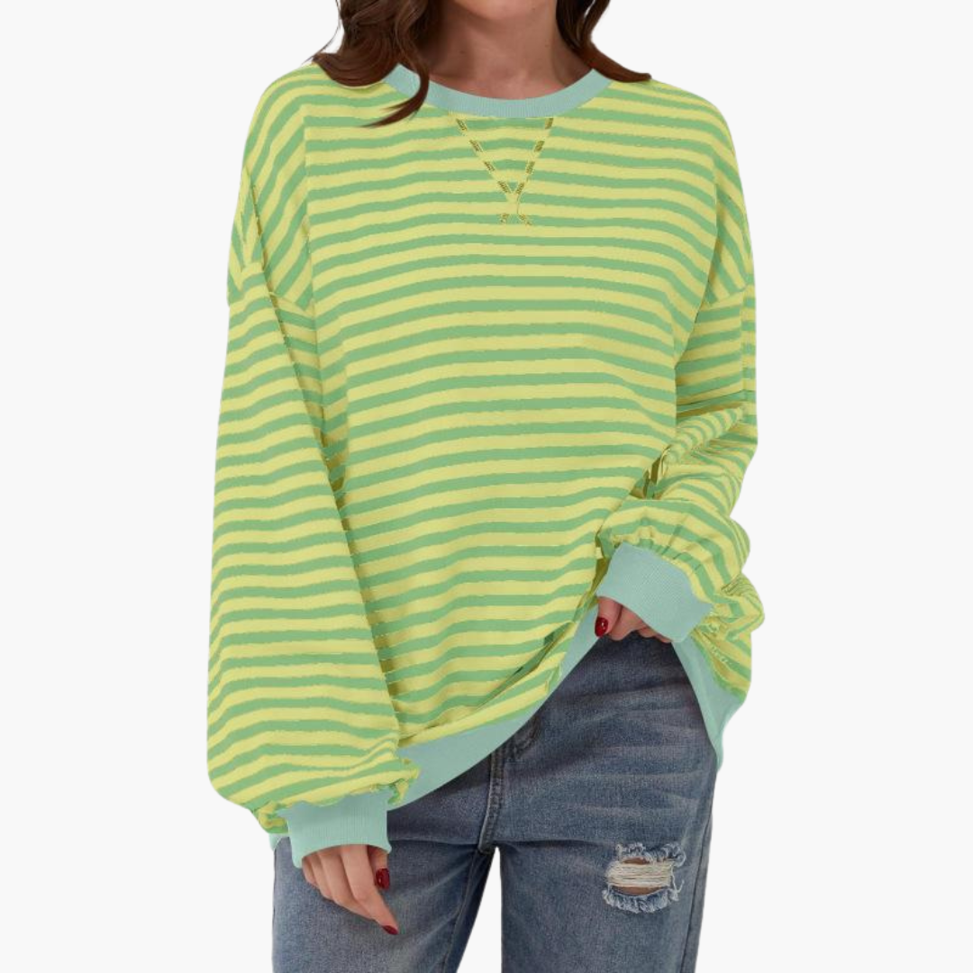 Women's Oversized Striped Sweatshirt | Casual Long-Sleeve Pullover