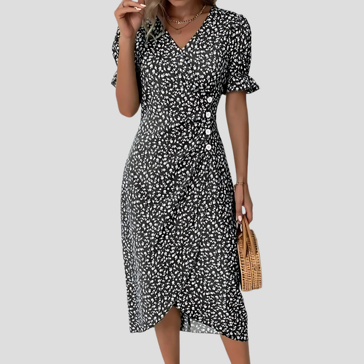 Dame Blomster Midi-kjole | Elegante Sommerprint