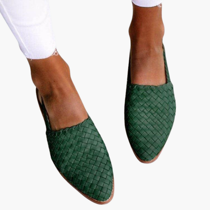 Γυναικεία Slingbacks σε Στυλ Δερμάτινου Πλέγματος | Επίπεδα Καλοκαιρινά Πέδιλα