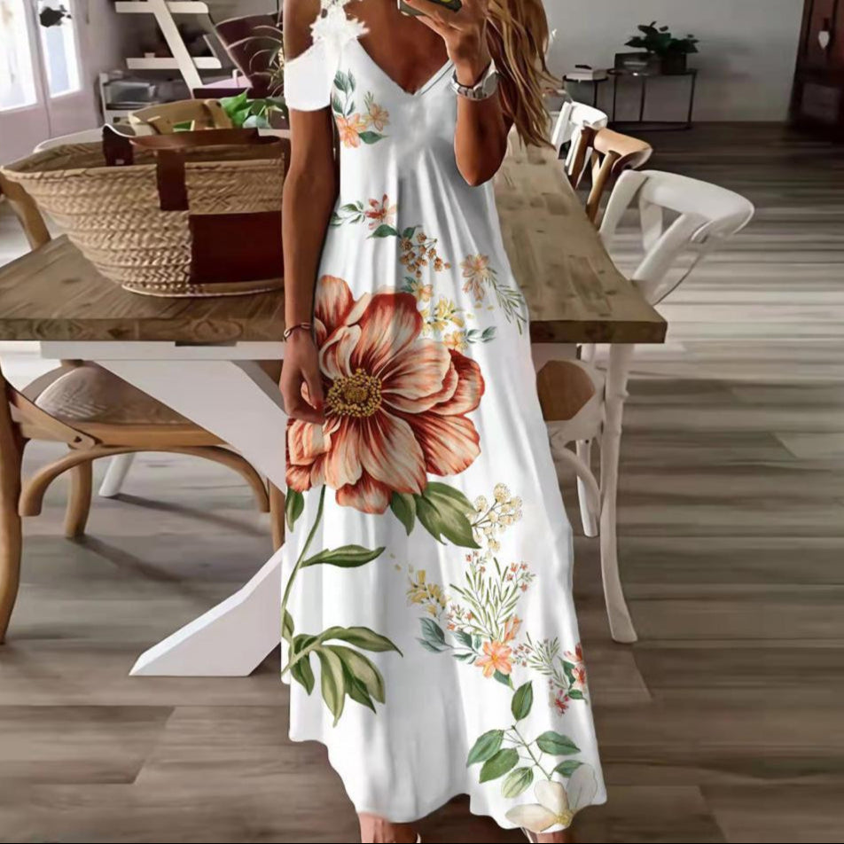 Floriane | Damska sukienka maxi z płynnego materiału