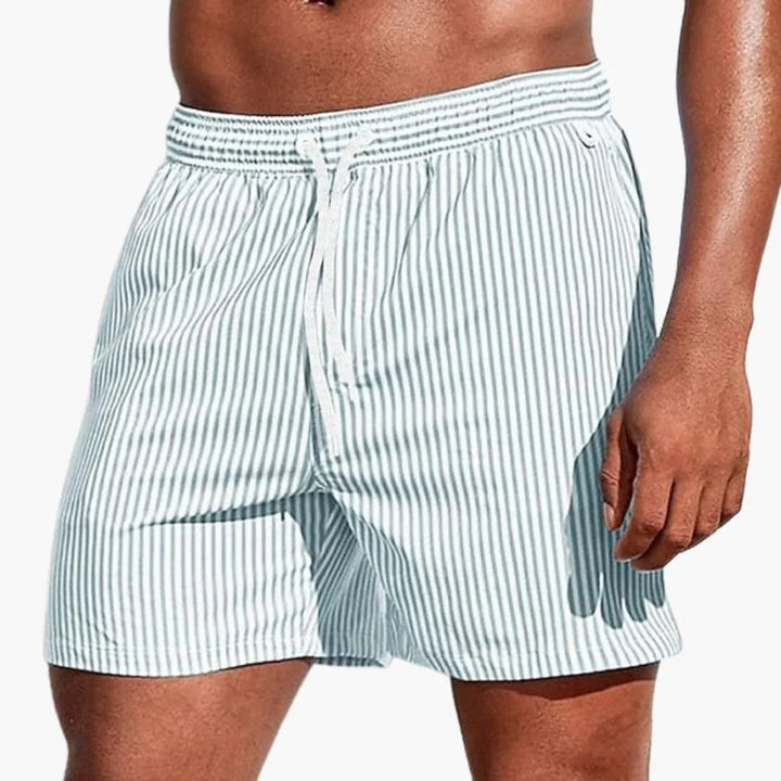 Herre csíkos boardshort | Rugalmas derékúszónadrág rövid