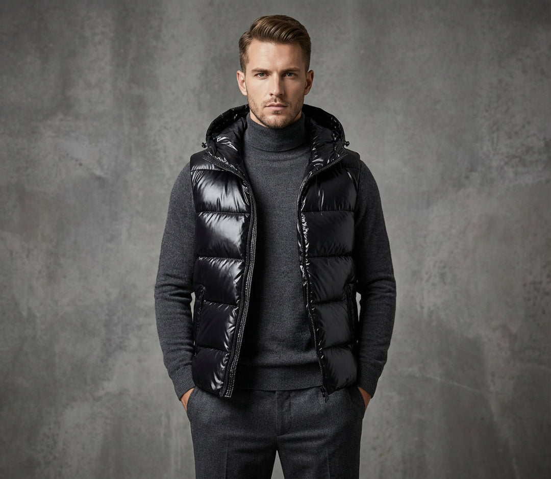 Veste sans manches matelassée à capuche pour homme | Veste isolante légère sans manches