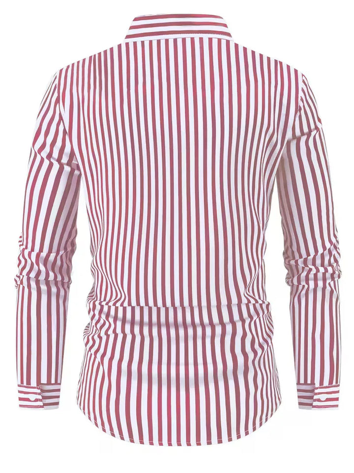 Men's Slim Fit Vertical Stripe Shirt | Stylish Casual Button-Down