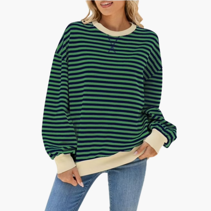 Women's Oversized Striped Sweatshirt | Casual Long-Sleeve Pullover