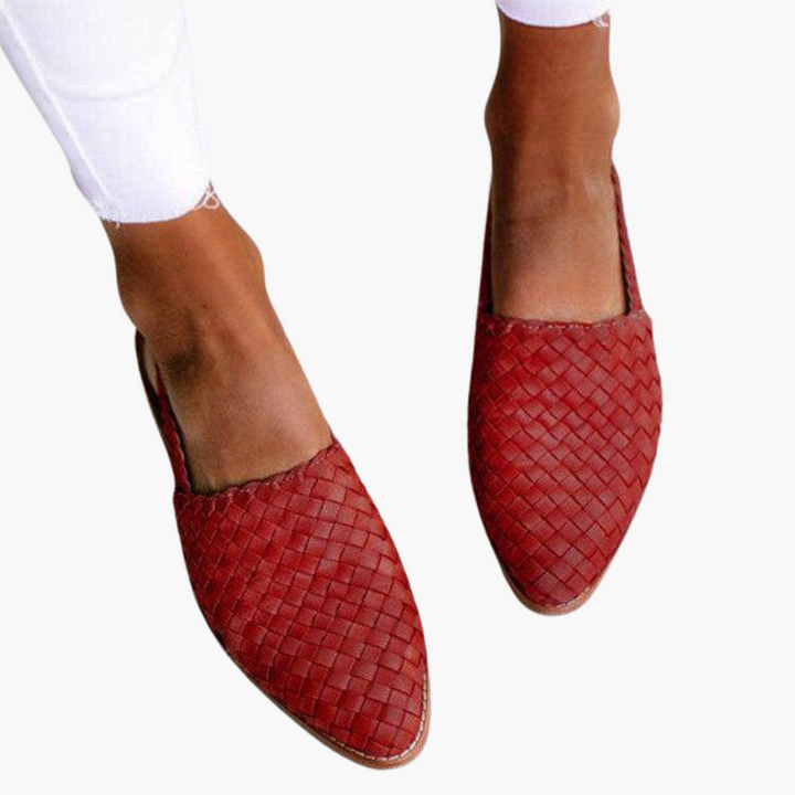 Γυναικεία Slingbacks σε Στυλ Δερμάτινου Πλέγματος | Επίπεδα Καλοκαιρινά Πέδιλα