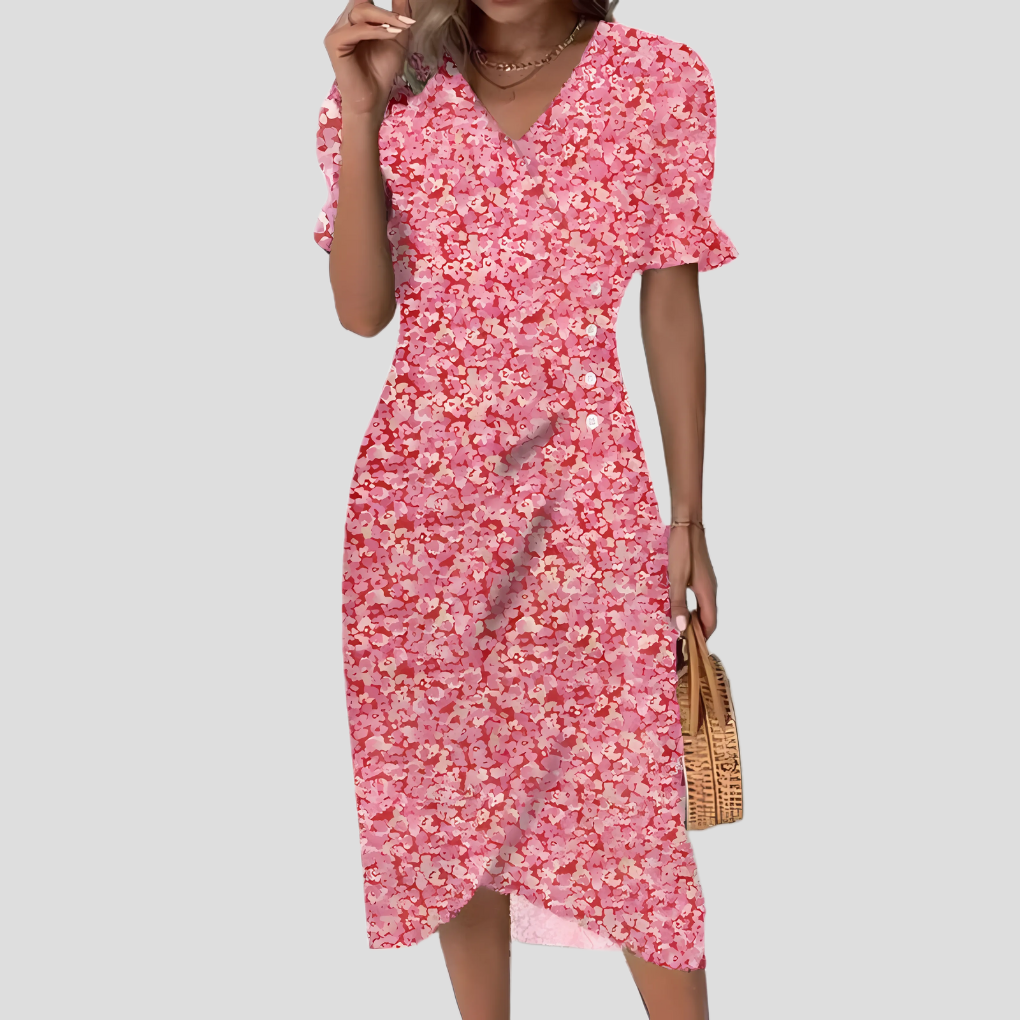Dame Blomster Midi-kjole | Elegante Sommerprint