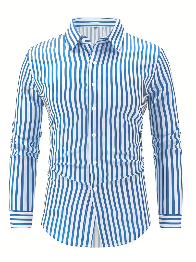 Men's Slim Fit Vertical Stripe Shirt | Stylish Casual Button-Down