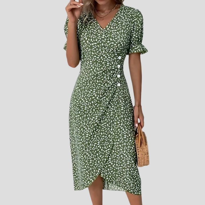 Dame Blomster Midi-kjole | Elegante Sommerprint