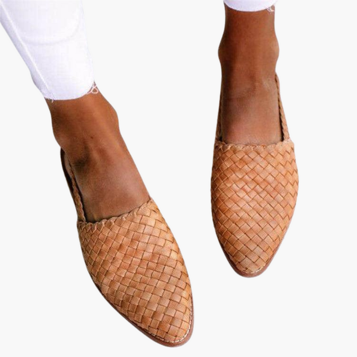 Γυναικεία Slingbacks σε Στυλ Δερμάτινου Πλέγματος | Επίπεδα Καλοκαιρινά Πέδιλα