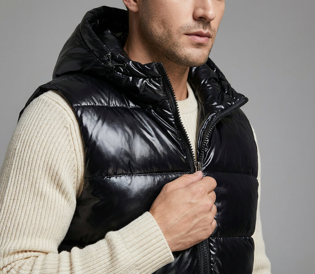 Veste sans manches matelassée à capuche pour homme | Veste isolante légère sans manches
