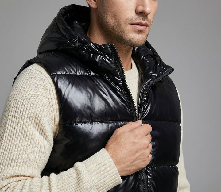 Veste sans manches matelassée à capuche pour homme | Veste isolante légère sans manches