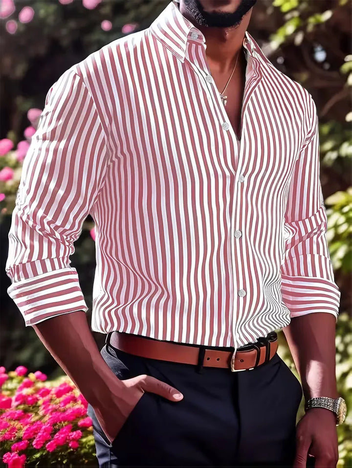 Men's Slim Fit Vertical Stripe Shirt | Stylish Casual Button-Down