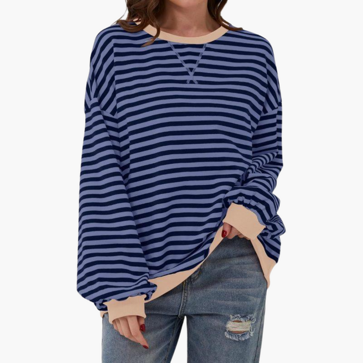 Women's Oversized Striped Sweatshirt | Casual Long-Sleeve Pullover