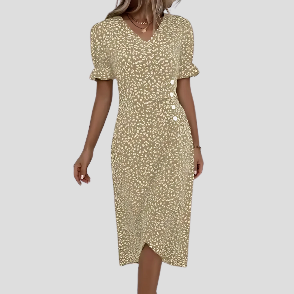 Dame Blomster Midi-kjole | Elegante Sommerprint