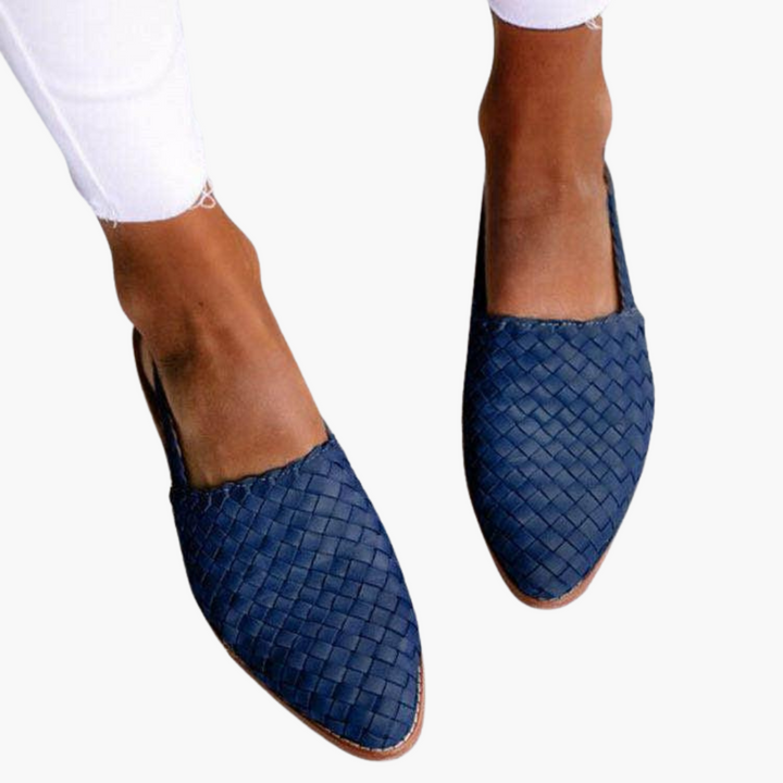 Γυναικεία Slingbacks σε Στυλ Δερμάτινου Πλέγματος | Επίπεδα Καλοκαιρινά Πέδιλα