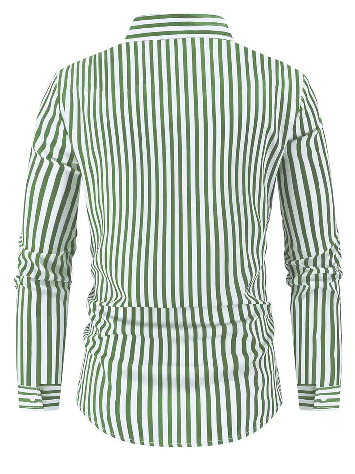Men's Slim Fit Vertical Stripe Shirt | Stylish Casual Button-Down