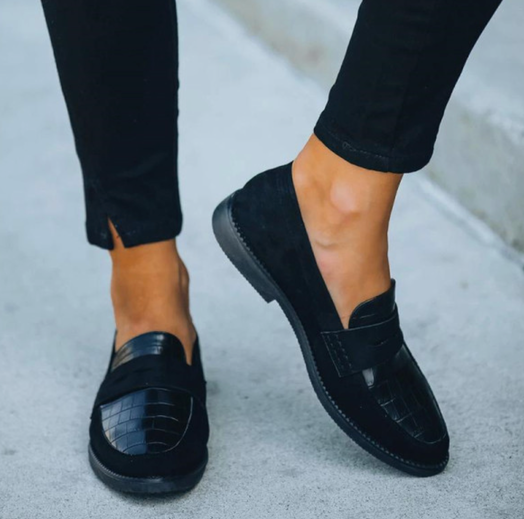 Belén | Dame Ruskind Krokodille Trykke Slip-on Loafers