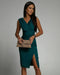 Dame V-Hals Midi-Kjole | Slids Siden Elegante Stil