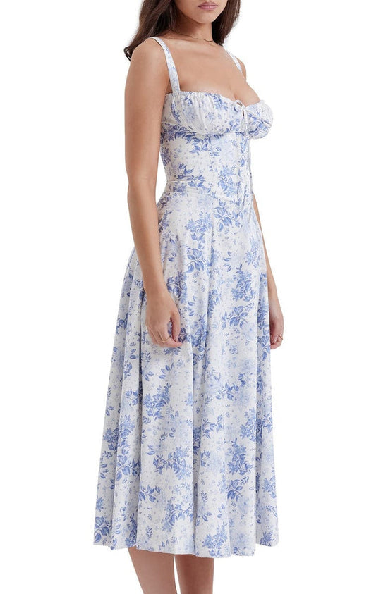 Damska kwiecista sukienka bustier | Dopasowany krój podkreślający talię