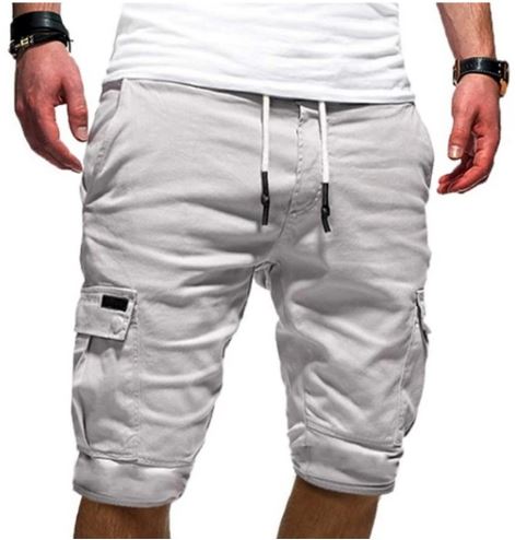 Pantaloni scurți cargo pentru bărbați | Pantaloni scurți de vară cu șnur și multiple buzunare