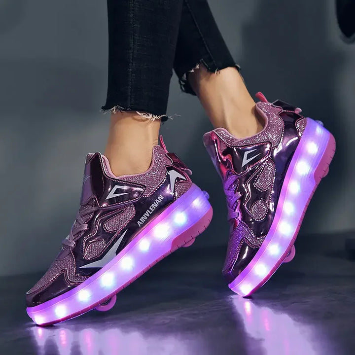 Children's LED Roller Shoes | Glowing Skate Shoes with Hidden Wheels