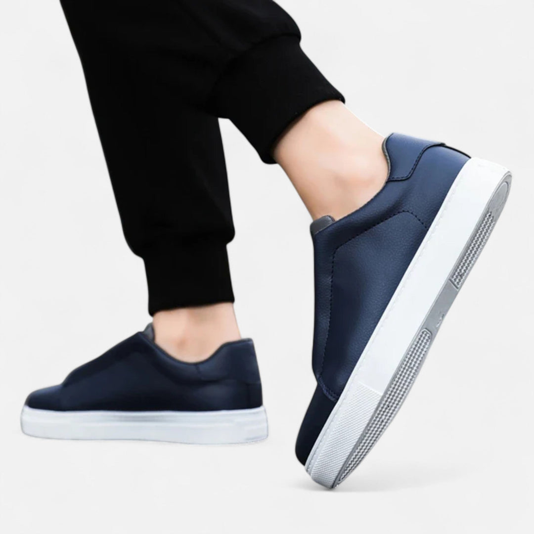 Chaussures de sport décontractées en cuir pour homme sans lacets | Baskets sans lacets