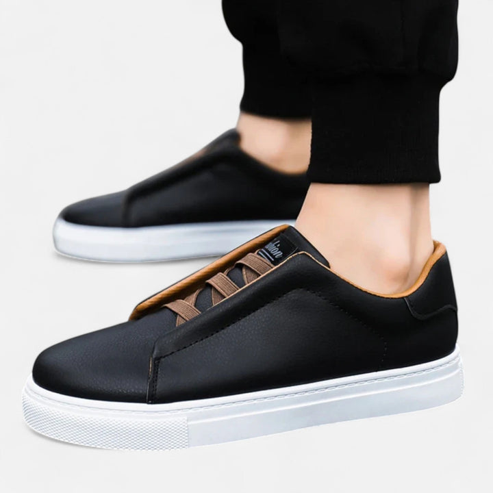 Chaussures de sport décontractées en cuir pour homme sans lacets | Baskets sans lacets