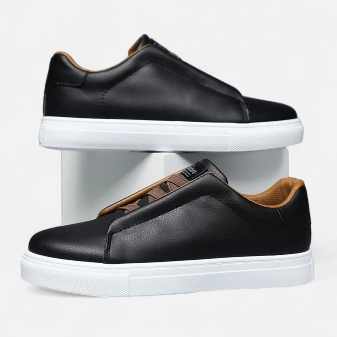 Chaussures de sport décontractées en cuir pour homme sans lacets | Baskets sans lacets