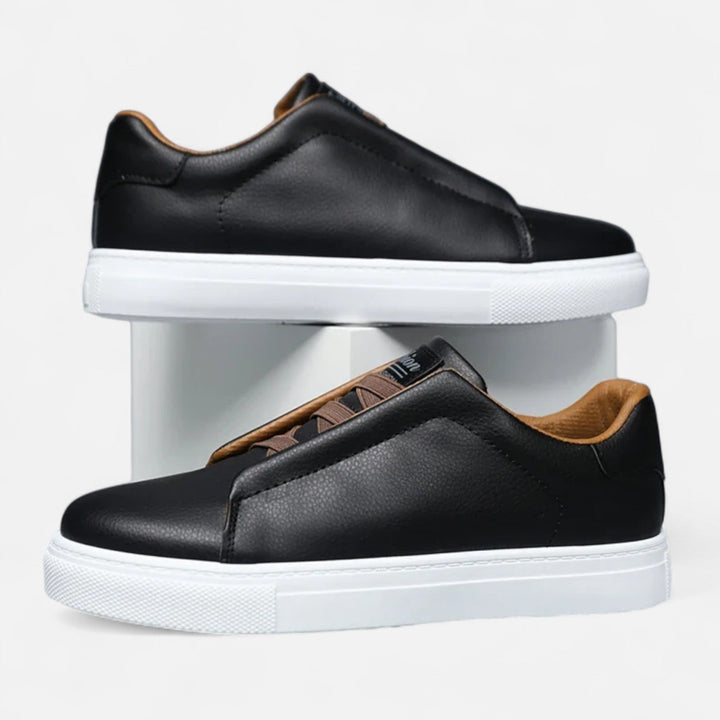 Chaussures de sport décontractées en cuir pour homme sans lacets | Baskets sans lacets