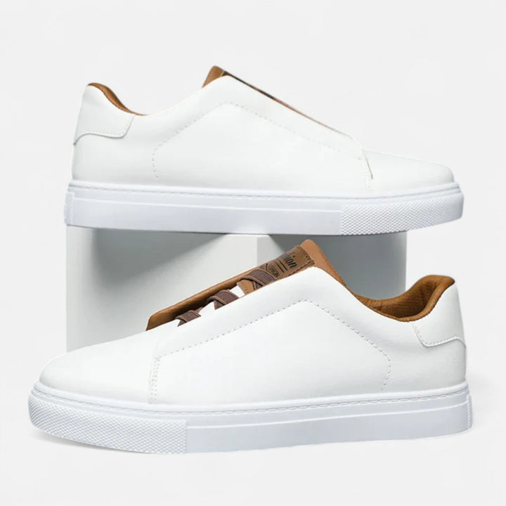 Chaussures de sport décontractées en cuir pour homme sans lacets | Baskets sans lacets