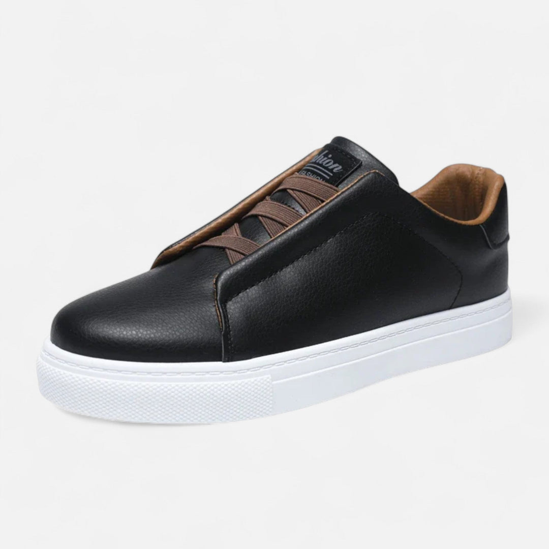 Chaussures de sport décontractées en cuir pour homme sans lacets | Baskets sans lacets