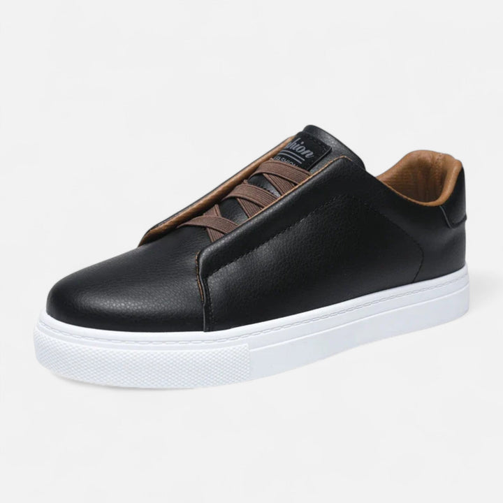 Chaussures de sport décontractées en cuir pour homme sans lacets | Baskets sans lacets