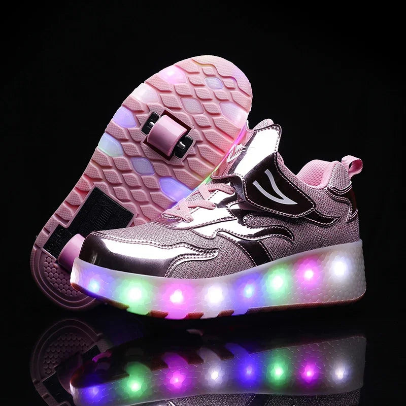 Children's LED Roller Shoes | Glowing Skate Shoes with Hidden Wheels
