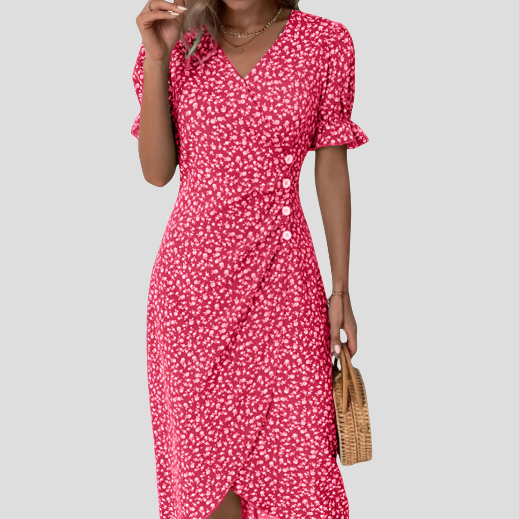 Dame Blomster Midi-kjole | Elegante Sommerprint