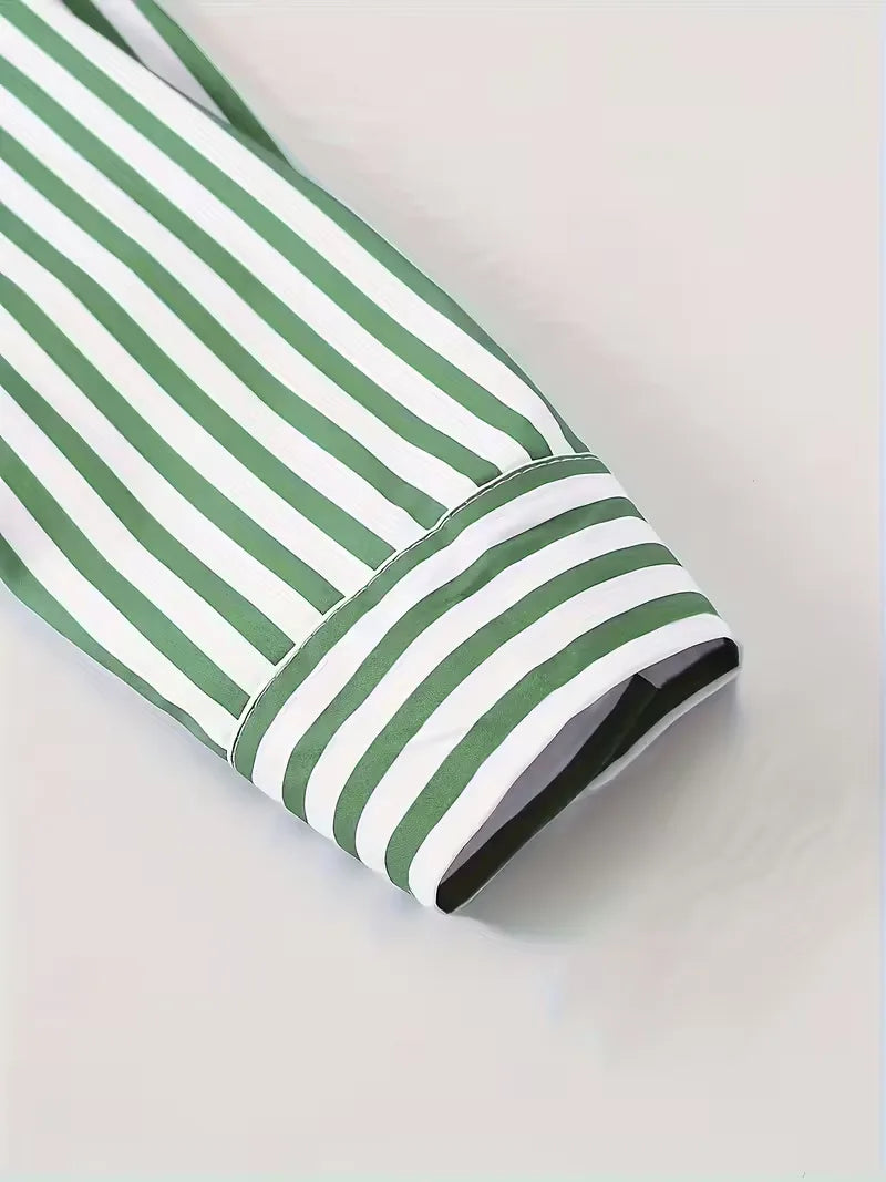Men's Slim Fit Vertical Stripe Shirt | Stylish Casual Button-Down