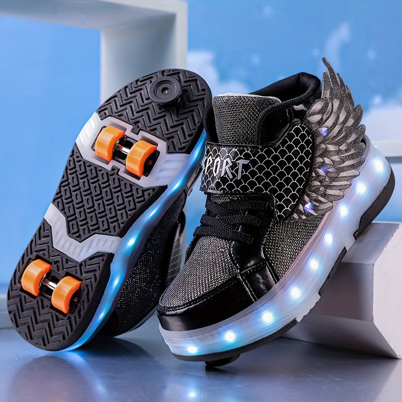 Dívčí LED Křídla Kolečkové Tenisky | Svítící Kolečkové Boty pro Dívky