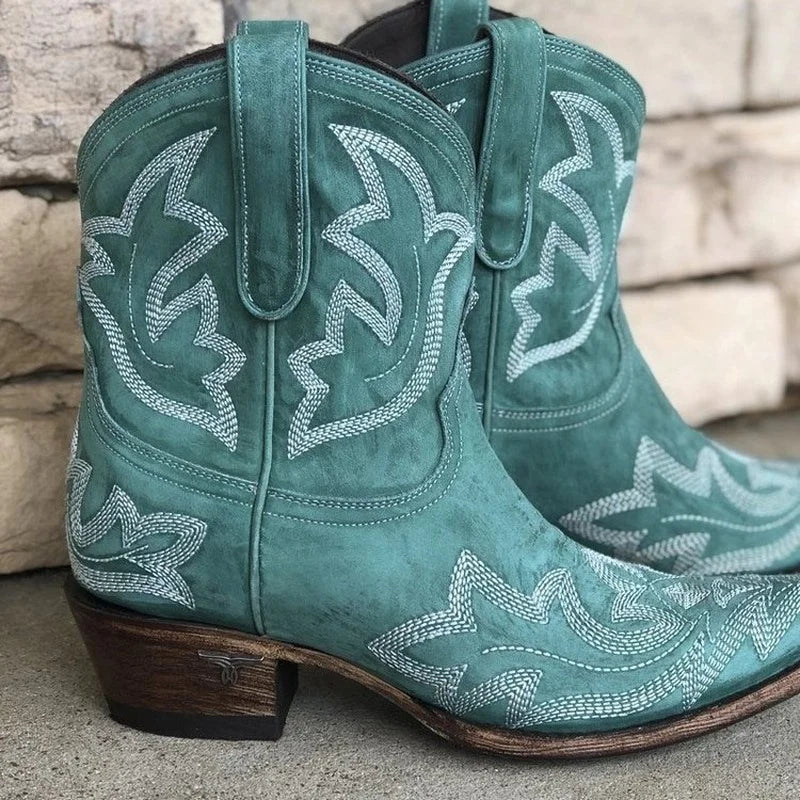 Women's Embroidered Leather Cowboy Boots