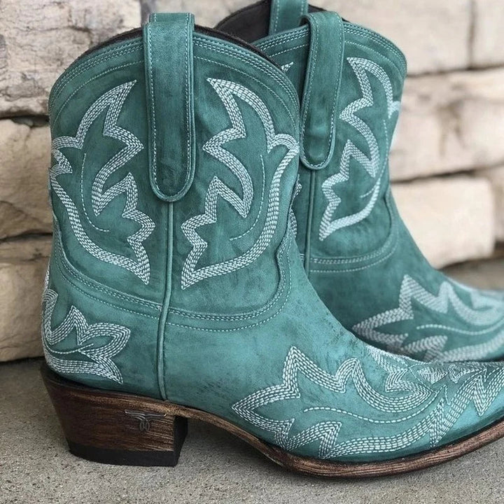 Women's Embroidered Leather Cowboy Boots