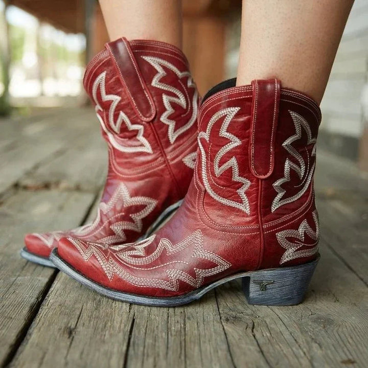 Women's Embroidered Leather Cowboy Boots