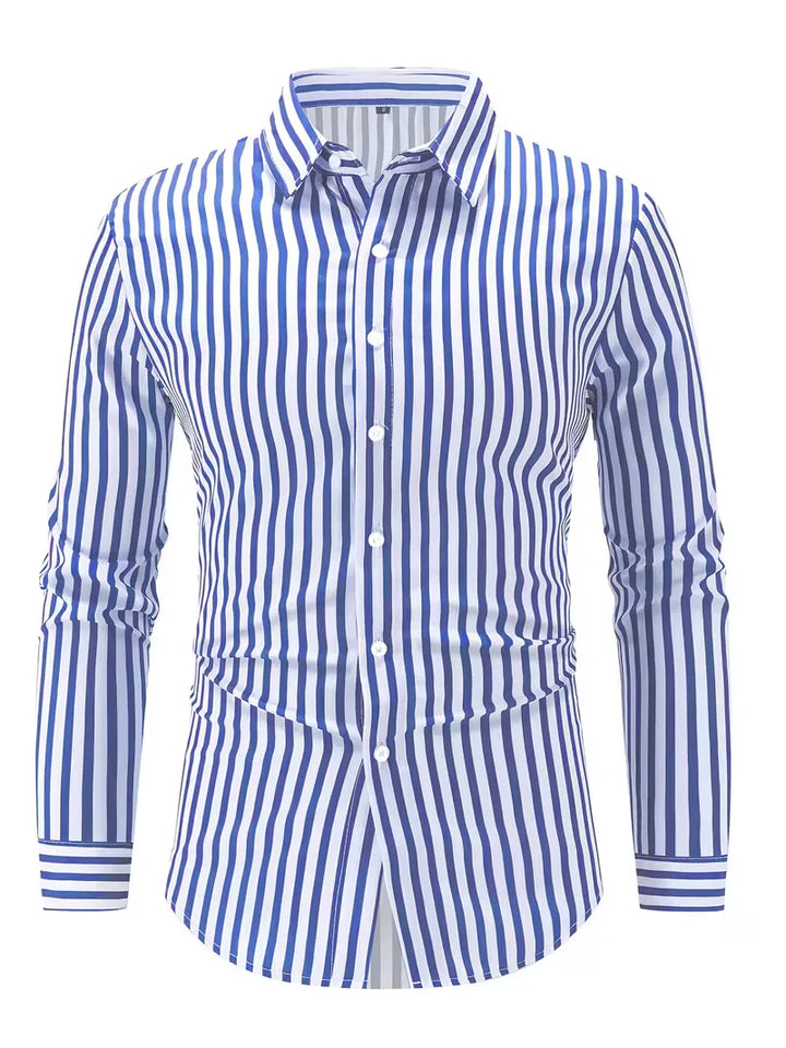 Men's Slim Fit Vertical Stripe Shirt | Stylish Casual Button-Down