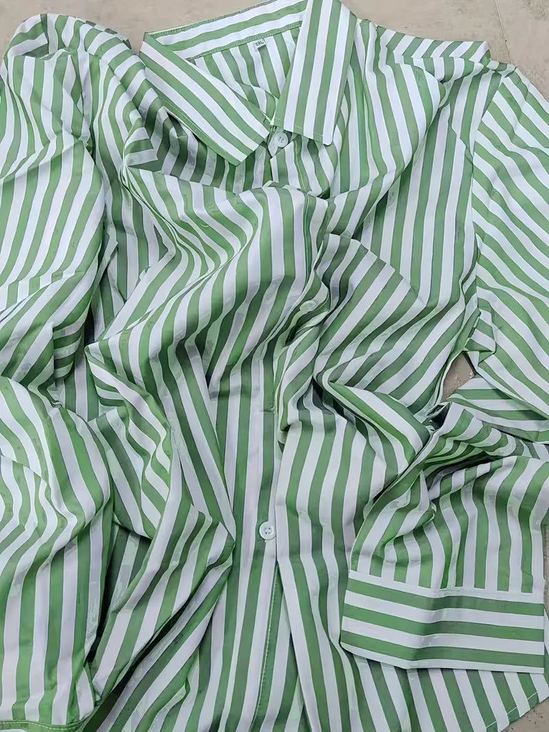 Men's Slim Fit Vertical Stripe Shirt | Stylish Casual Button-Down