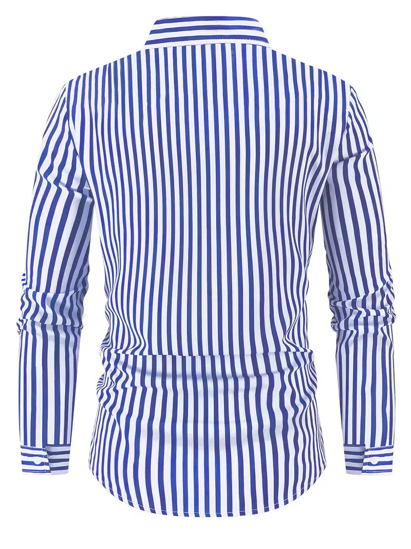 Men's Slim Fit Vertical Stripe Shirt | Stylish Casual Button-Down