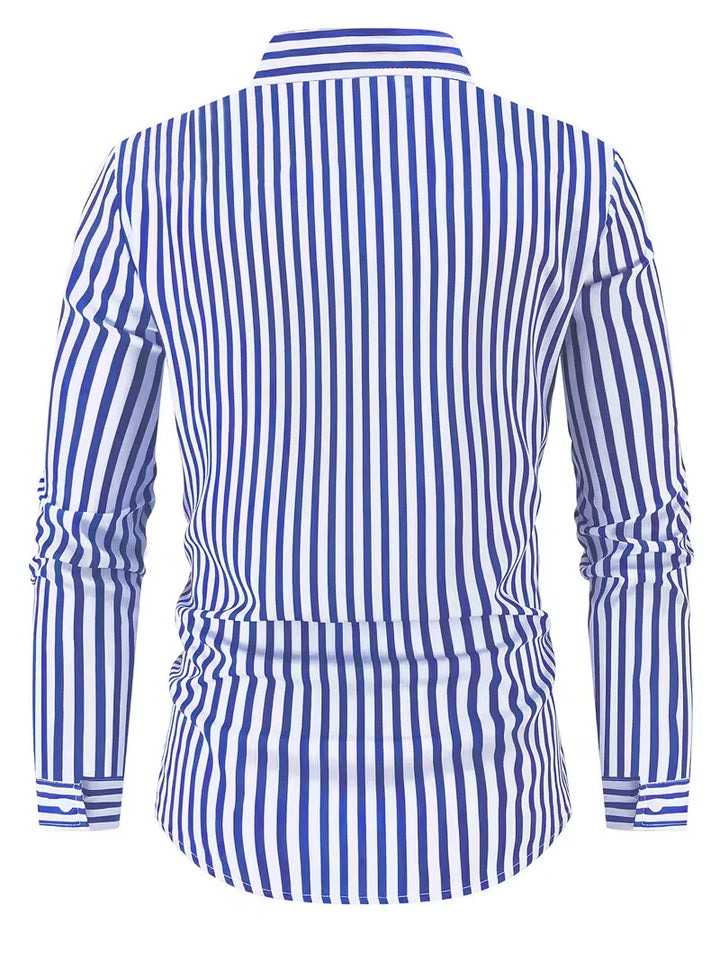 Men's Slim Fit Vertical Stripe Shirt | Stylish Casual Button-Down