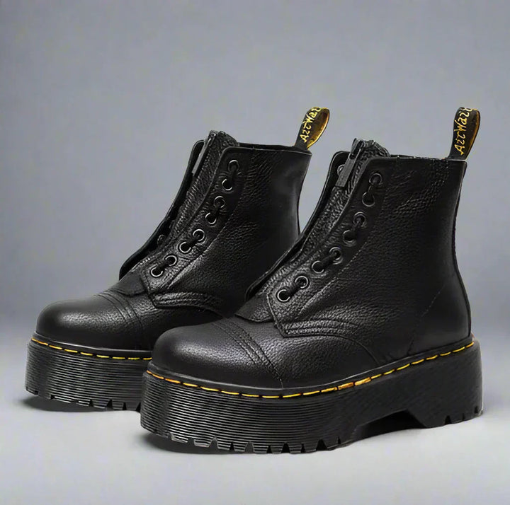 Ladies Leather Style Lace-Up Ankle Boots | Durable All-Season Classic